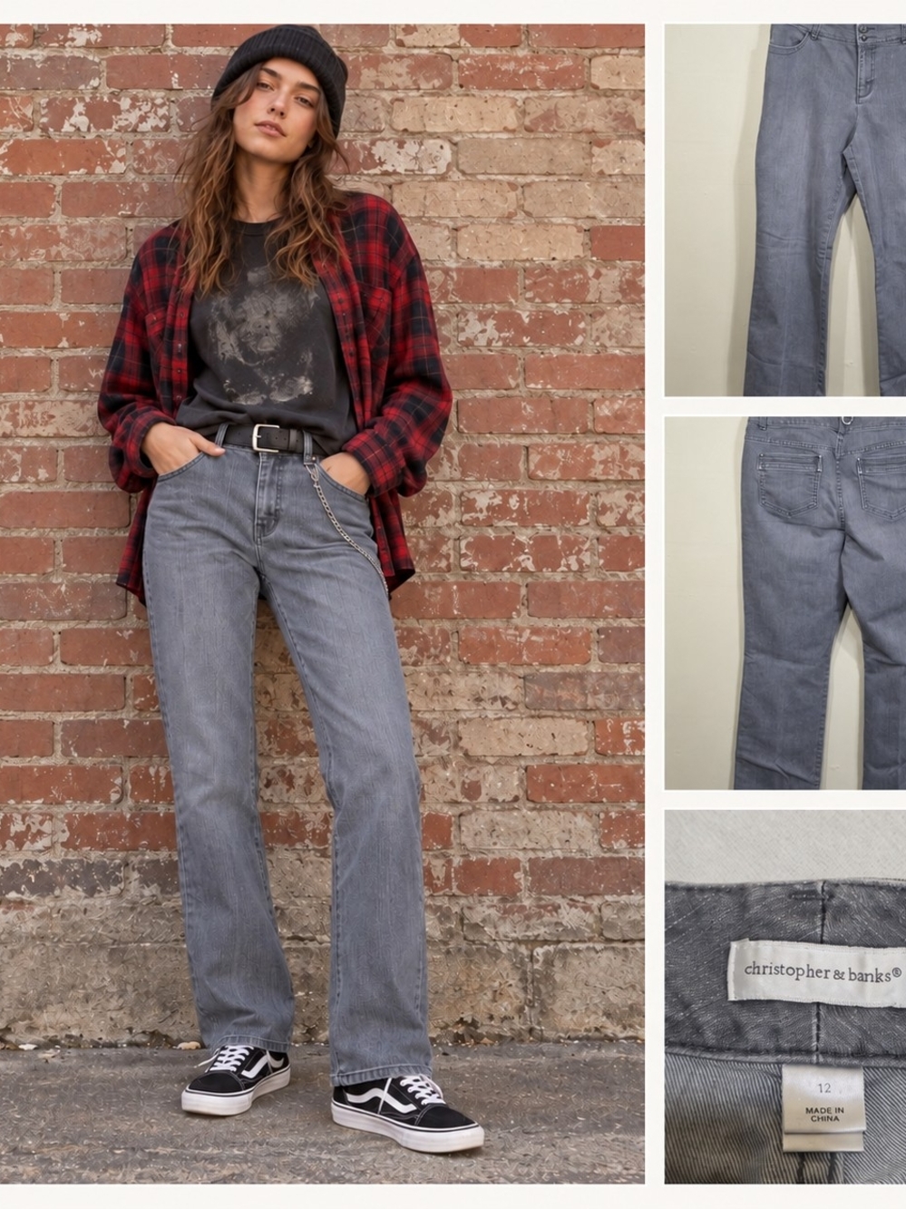 Gray Straight Leg Jeans Size 12 90s Grunge Skater Punk Alternative Streetwear